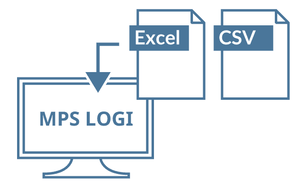 MPS LOGIでは荷主・センタ毎の入荷予定をExcelまたはCSVファイルから取り込み、新規に登録可能